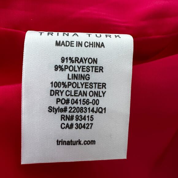 Trina Turk Hiya Bishop Long Sleeve Mini Shift Dress Dragon Fruit Pink Sz 4 NWT - Picture 11 of 12